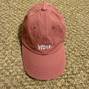 Rose Colored “Wine” Embroidered Baseball Cap With Wine Graphic State of Mine